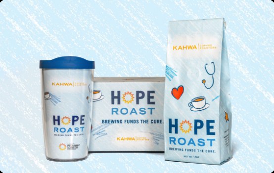 Hope Roast canister and bag, a Kahwa Coffee charity blend