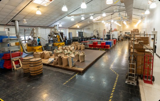 Interior of the Kahwa Coffee production and manufacturing facility