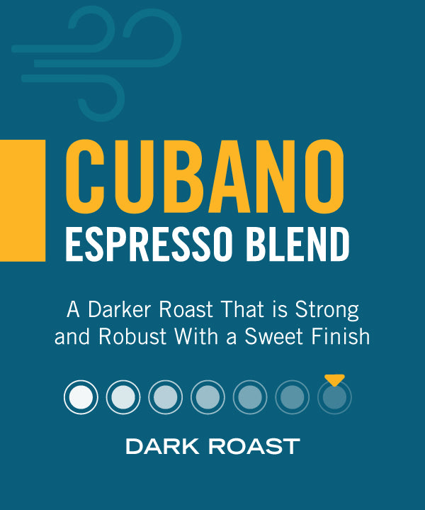 Cubano Espresso Blend — dark roast, strong and robust with a sweet finish