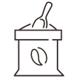 Coffee sack with scoop sourcing icon