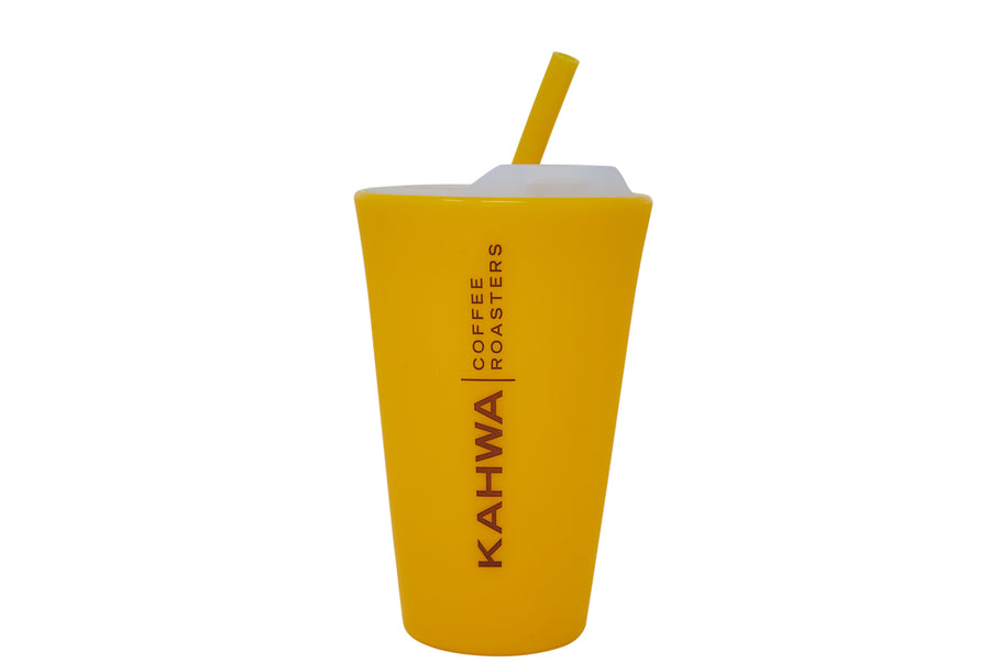 Kahwa Coffee Yellow Silipint with Lid & Straw